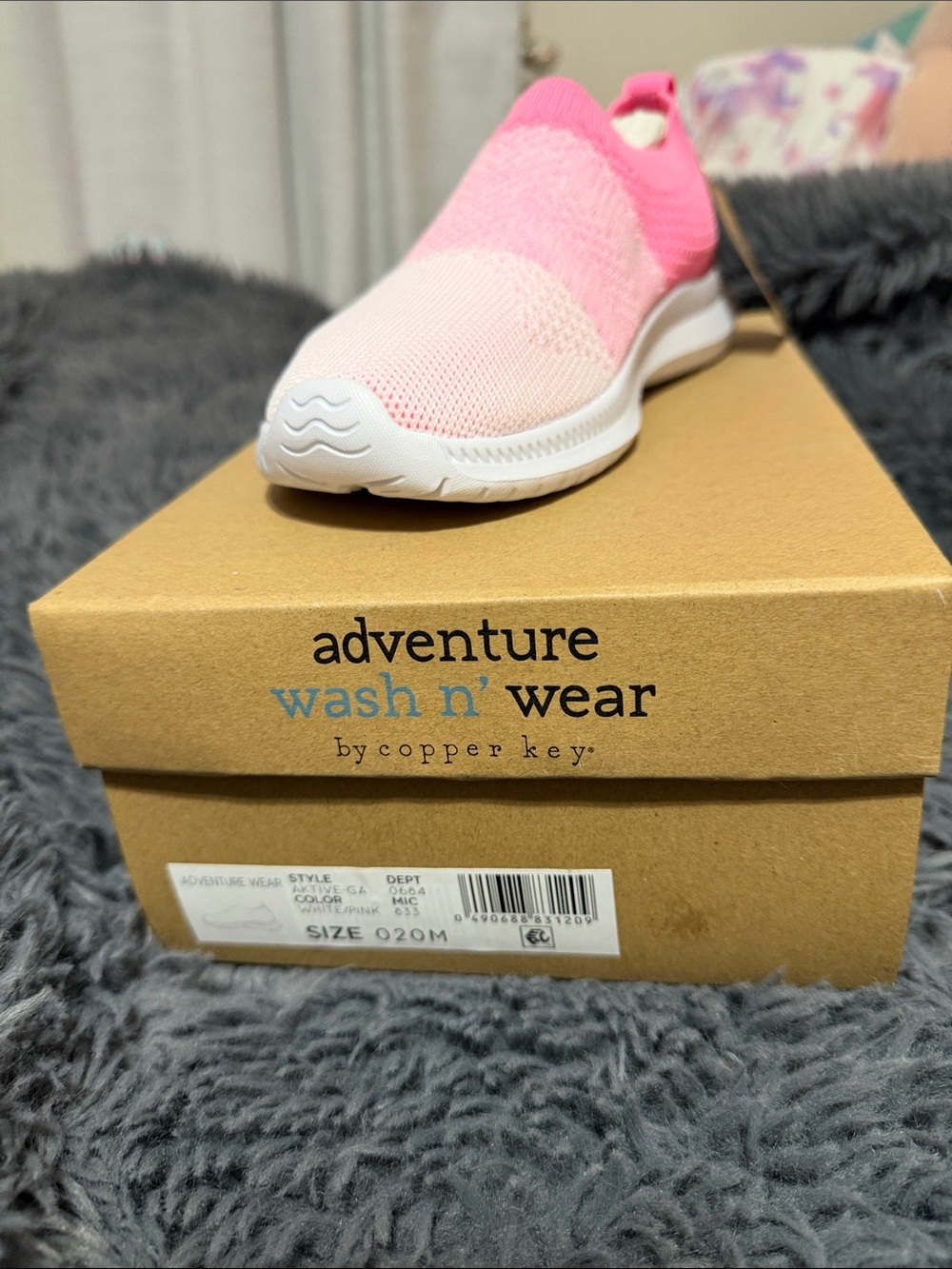 Copper Key Pink Gradient Knit Slip-On Sneakers for Kids